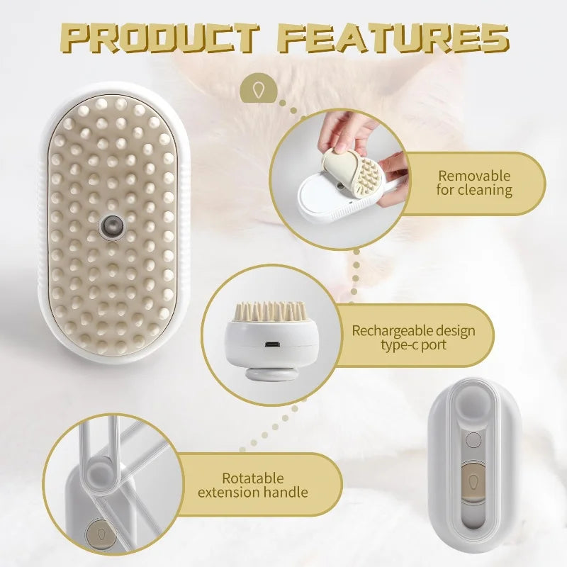 3w1 elektryczna szczotka parowa dla psa i kota